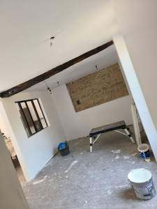 Photo de galerie - Peinture, pose verrière, Pierres aparante, isolation placo 