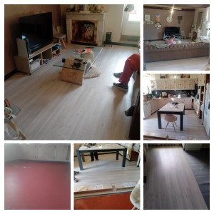 Photo de galerie - Pose de parquet sur tomettes.