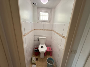 Photo de galerie - Pose de faïence sur WC avec frise effet mosaïque 