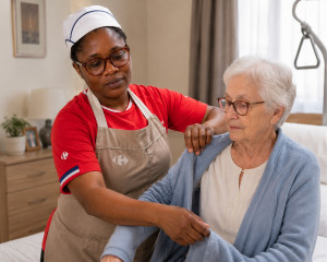 Photo de galerie - Aide à domicile avec bienveillance : accompagnement des personnes âgées, aide à l’habillage et aux gestes du quotidien, dans le respect, la bienveillance et la bonne humeur.