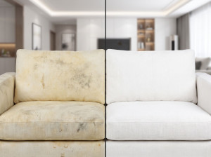 Photo de galerie - Avant/Après — Canapé tissu