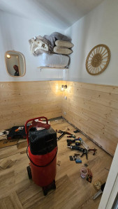 Photo de galerie - Pose de bardage bois es sol