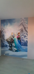 Photo de galerie - Papier peint reine des neiges dans une chambre d'une petite fille
