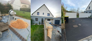 Photo de galerie - Création d’un mur de jardin pose des couvertines Alu et finition crépis .