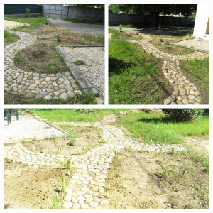 Photo de galerie - Création d'un chemin en pierre galets naturelle 