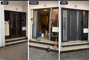 Photo de galerie - Remplacement porte immeuble – Marseille Travail propre avec finitions soignées Avant / Après  Disponible – Devis gratuit