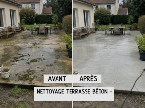 Photo de galerie - Nettoyage terrasse béton 