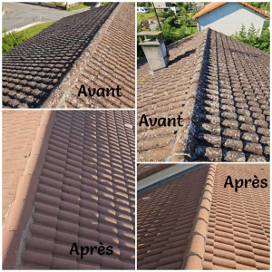 Photo de galerie - Nettoyage toiture + Application d'un hydrofuge