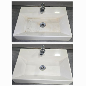 Photo de galerie - Avant/après lavabo encrassé 