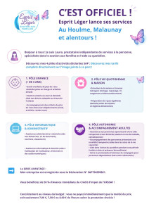Photo de galerie - Présentation officielle de mes 4 pôles de services professionnels (Enfance, Maison, Administratif, Autonomie).