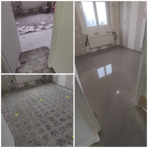 Photo de galerie - Ragréage sol avant/après  