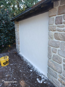 Photo de galerie - Après ( Pose d'un sous enduit en 2 couches avec Treilli fibré et Enduit Taloché en finition 2mm)