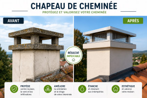 Photo de galerie - Chapeau de cheminée avant et après