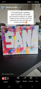 Photo de galerie - Activité tableau prénom avec peinture sans se salir les mains 