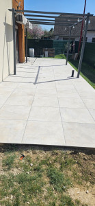 Photo de galerie - Pose de carreaux 60x60 terrsasse