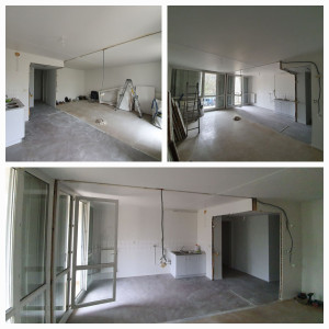 Photo de galerie - Démolition de cloisons, ouverture de salons avec la cuisine 