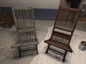 Photo de galerie - Rénovation de chaise table et sallon jardin 


