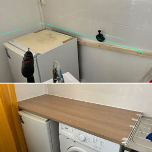 Photo de galerie - Avant/Après installation plan de travail 