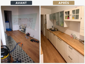 Photo de galerie - Pose de cuisine et de parquet