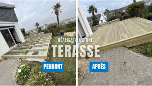 Photo de galerie - Création d'une grande terrasse avec vue mer. 