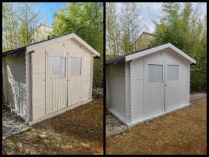 Photo de galerie - Réparation et mise en peinture d'un abri de jardin. 