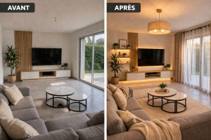 Photo de galerie - Monter des lustres et rideaux dans les pièces