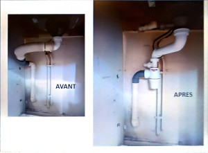 Photo de galerie - Changement tuyauterie d'évacuation d'évier et ajout d'un siphon 