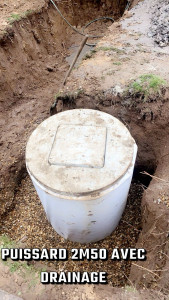 Photo de galerie - Pose d’un puisard 2,50 mètre par 90 avec drainage 