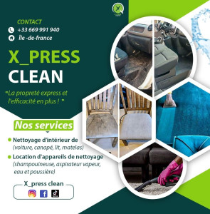 Photo de galerie - Xpress Clean entretient vos textiles :
Intérieurs des véhicules 
Tapis 
Matelas
Canapé 
Chaises 

N'hésitez plus et contactez nous au +33 6 69 99 19 40

