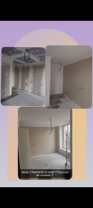 Photo de galerie - Avant et après !
une superbe  réalisation faite avec grand plaisir !
entre rechampi teinte et pose de corniches ce chantier fut ma vraiment donner beaucoup de plaisir et de satisfaction !
client ravi! 
Et ça c'est vraiment l ultime objectif fixe !