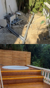 Photo de galerie - Modification et remplacement des évacuations d’une villa et création d’une terrasse pour jacuzzi avec led  