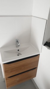 Photo de galerie - Realisation salle d'eau avec wc et meuble vasque et douche