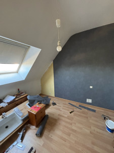 Photo de galerie - Peinture et tapisserie dans une chambre 