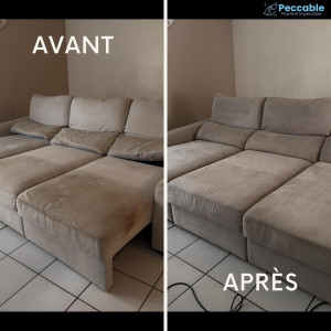 Photo de galerie - Avant / Après nettoyage canapé