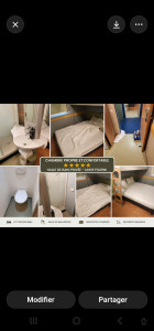 Photo de galerie - Nettoyage complet d'une chambre d'hôtel : remise en état de la salle de bain, WC, douche, lavabo, sols, lit refait, dépoussiérage et désinfection. Travail soigné, rapide et professionnel. Satisfaction garantie.