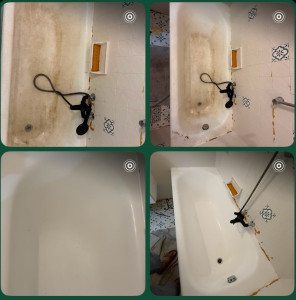 Photo de galerie - Rénovation profonde et polissage de cette baignoire pour lui redonner son éclat d'origine sans la remplacer. Résultat impeccable ! #Baignoire #RénovationBaignoire #NettoyageDePrintemps #EntretienMaison