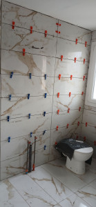 Photo de galerie - Pose de carrelage mural salle de bain