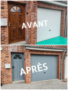 Photo de galerie - Peinture porte d'entrée et garage avec nouvelle poignée 