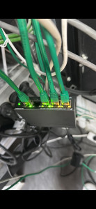 Photo de galerie - Installation d’un switch réseau compact pour distribution de connexions RJ45.
