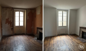 Photo de galerie - Rénovation totale des murs, pose d'une toile de rénovation lisse et mise en peinture.