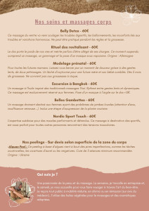 Photo de galerie - Carte des massages corps