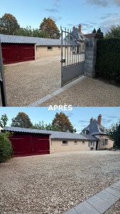 Photo de galerie - Création d’une cour en gravier stabilisé.