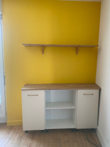 Photo de galerie - Aménagement d’un plan de travail pour bureau et son étagère