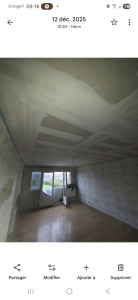 Photo de galerie - 2/3 enduit 3 passe plus passe de finition sur plafond placo 