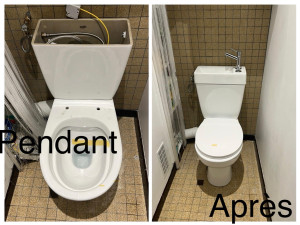 Photo de galerie - Installation d’un wc avec lave -main incorporé.