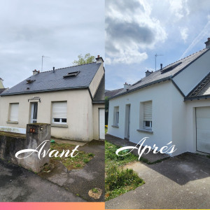 Photo de galerie - Pose de treilli fibré sur l'intégralité de la maison ainsi que baguette d'angles avec enduit Taloché grain 2mm