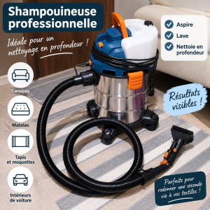 Photo de galerie - Shampooineuse pro pour nettoyer  en profondeur tapis moquettes voiture matelas canapé 
