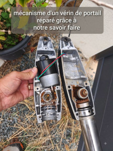Photo de galerie - Mécanisme d'un vérin de portail réparé grâce à notre savoir faire

