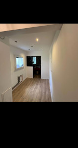 Photo de galerie - Rénovation mur plafond placoplatre et peinture+ pose parquet après 