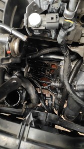 Photo de galerie - Remplacement d'un refroidisseur d'huile sur moteur Volkswagen 1.6 TDI.